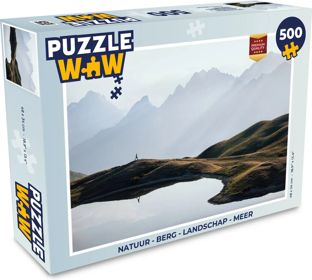 PuzzleWow Natuur Berg Landschap Meer Legpuzzel 500 Stuks - Multicolor