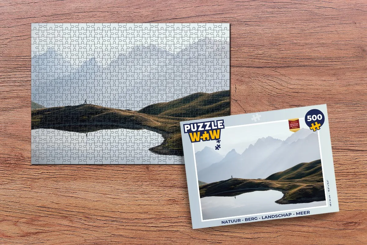 PuzzleWow Natuur Berg Landschap Meer Legpuzzel 500 Stuks - Multicolor