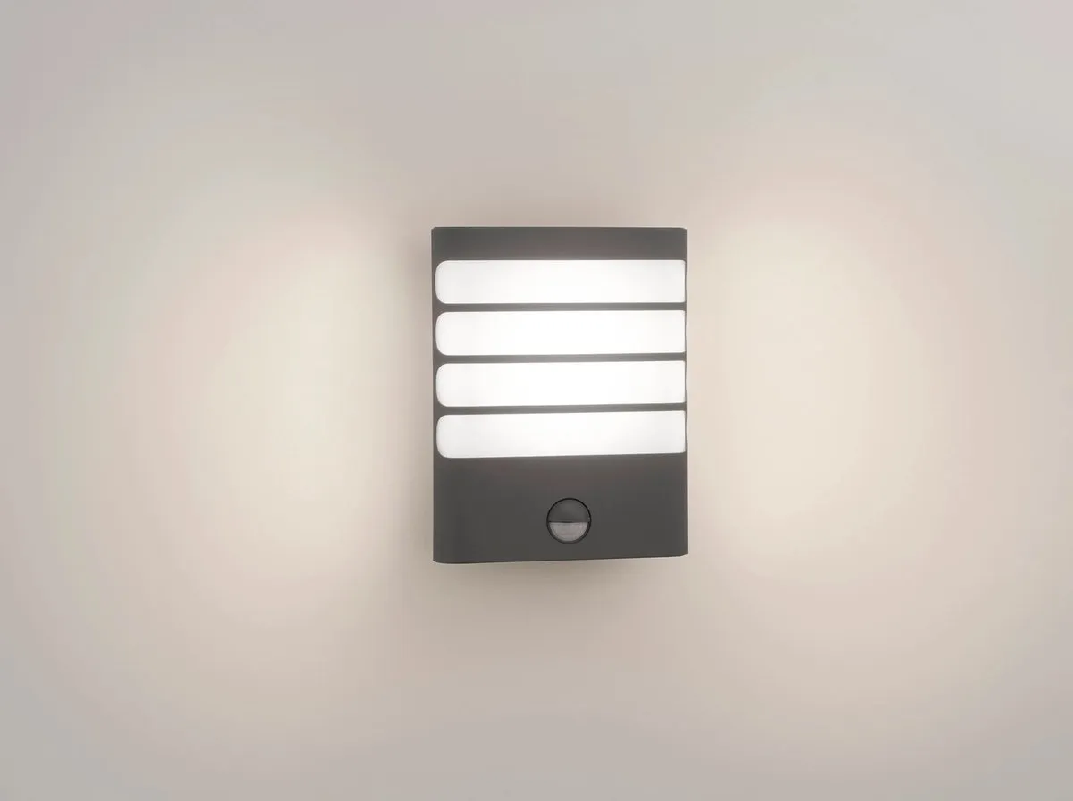 Philips Raccoon buitenwandlamp - met sensor - 1-lichts - antraciet