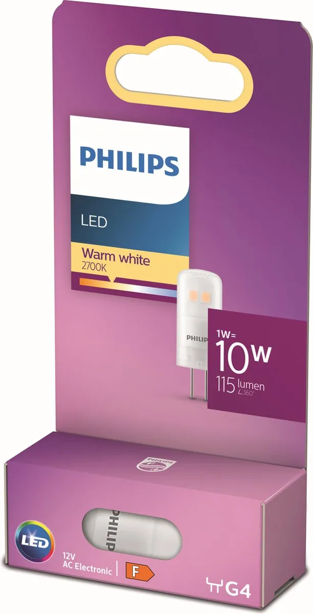 Philips LED Insteeklamp G4 1W - 115lm - 2700K Warm Wit - Mat