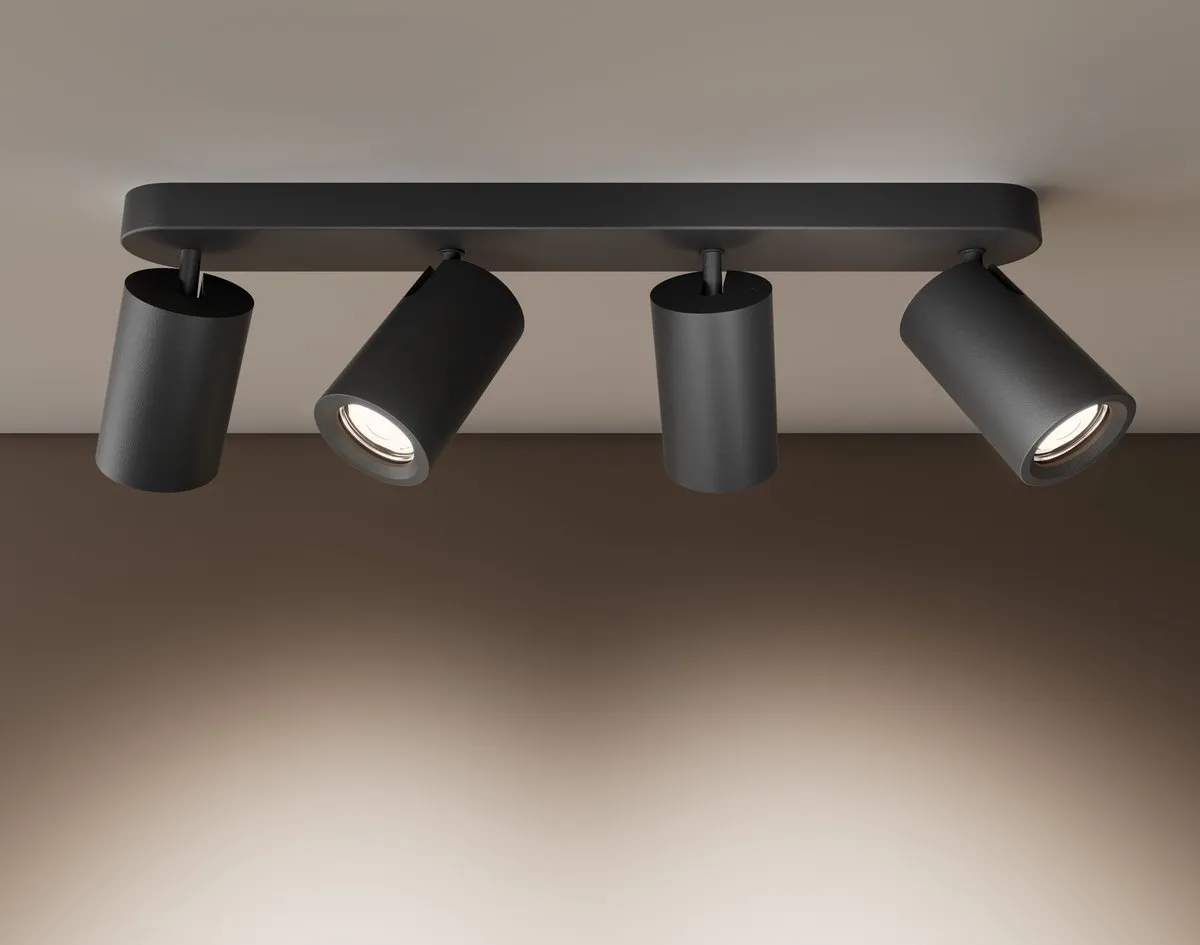 LEDVION LED Plafondspot 4x5W 6500K Zwart - GU10