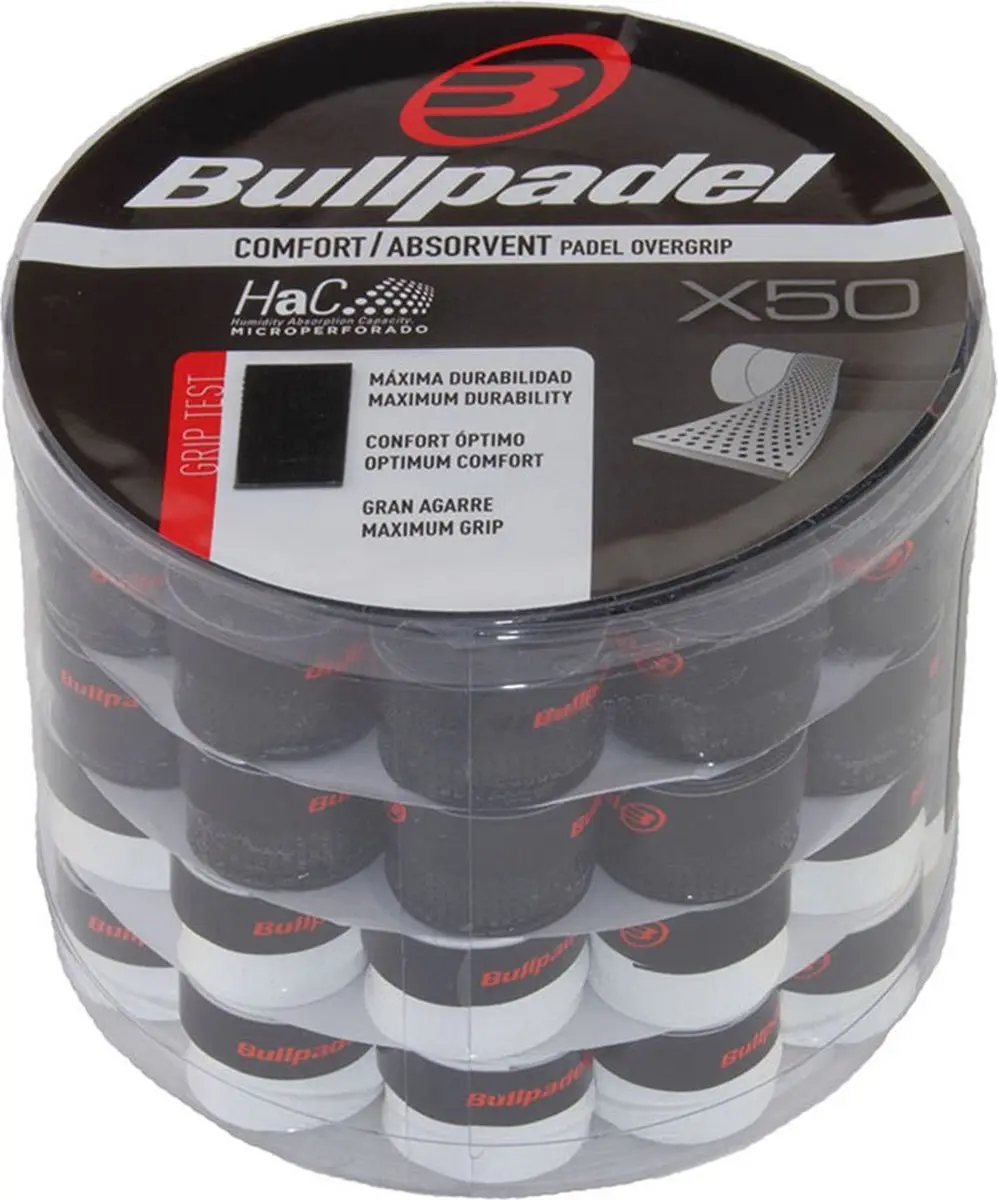 Bullpadel Gripbox 50 Overgrips GB-1201 Kleur : Zwart/Wit