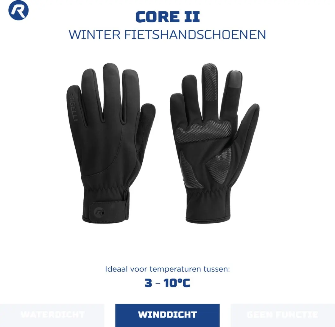 Rogelli Core II Heren Fietshandschoenen XL - Zwart - afbeelding 2 van 6