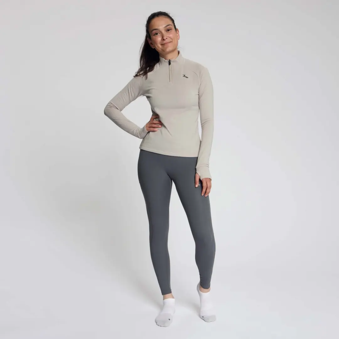 Rogelli Essential Dames Hardloopshirt XL - Lange mouw - Rits - Zand - afbeelding 5 van 6