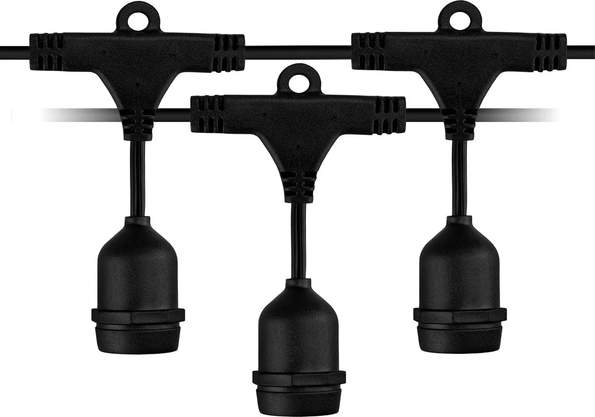 LEDVION Lichtsnoer 40m E27 RGBIC - 9 Lichtpunten - Zwart