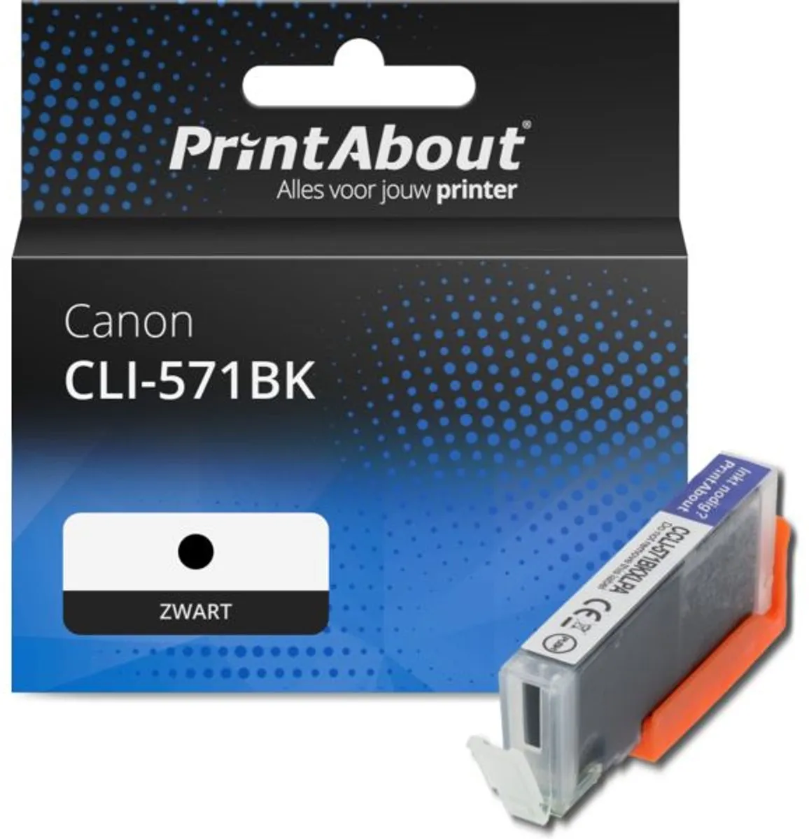 PrintAbout CLI-571BK Inktcartridge - Zwart - 15ml - o.a. Canon PIXMA TS5352