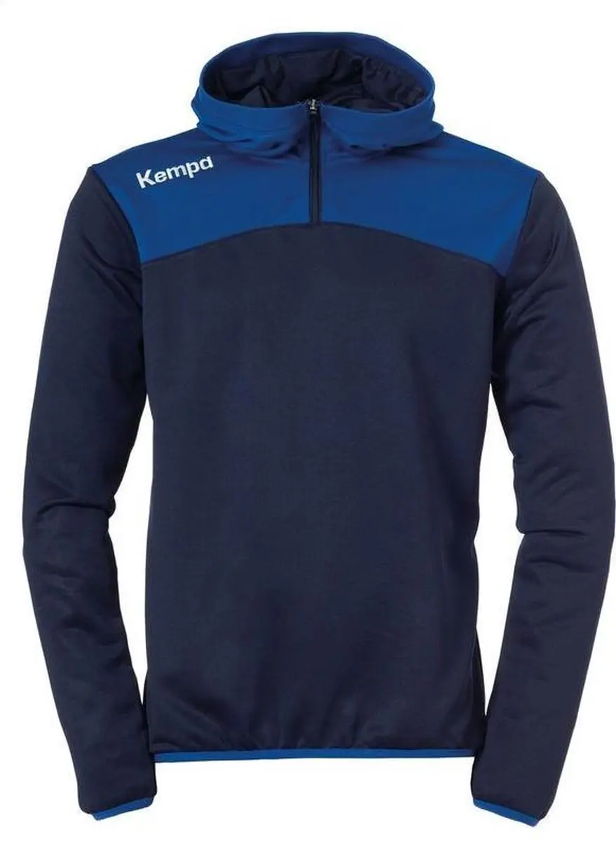 Kempa Emotion 2.0 Hoody met 1-4 Rits Kind Marine Blauw-Royal Blauw Maat 140