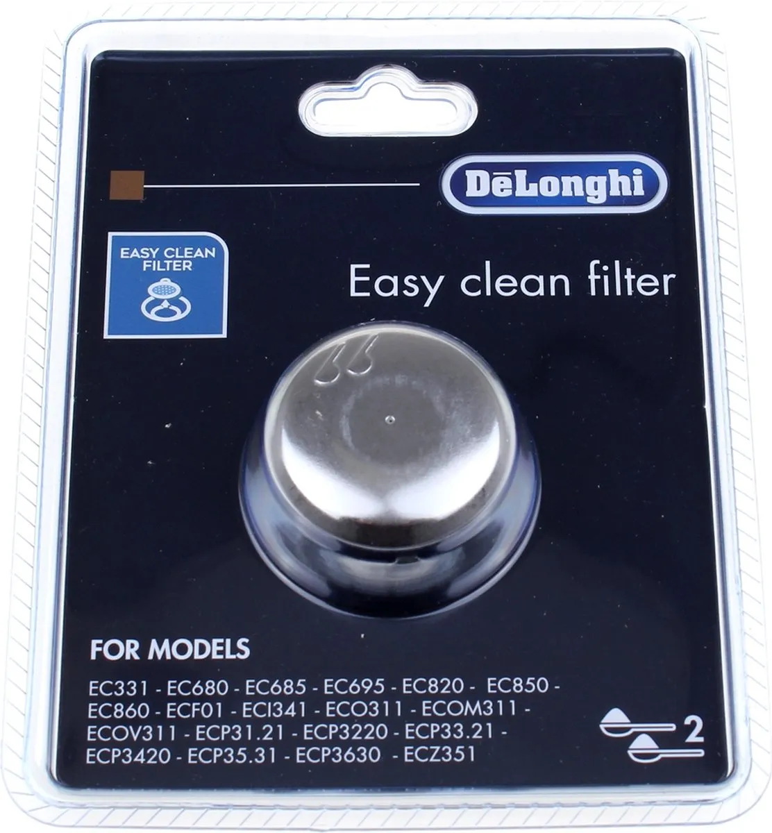 De'Longhi DLSC401 Filter - 2-Kops Easy Clean - Zilver