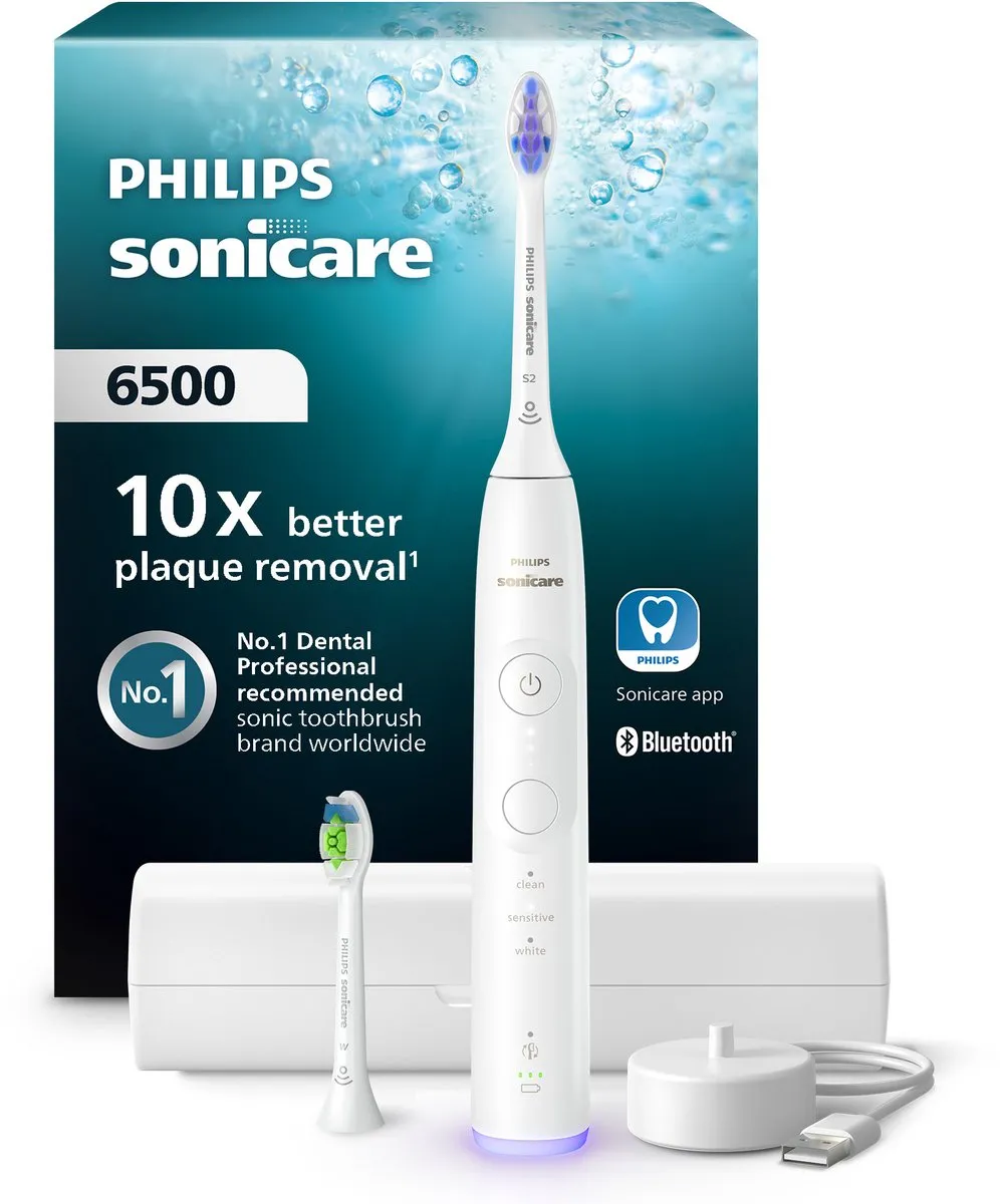 Philips Sonicare 6100 HX7410/02 Elektrische Tandenborstel - Wit - 2 Stuks