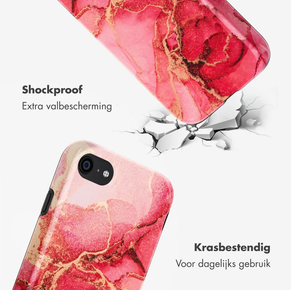 Selencia Hoesje iPhone SE/8/7/6s/6 - Rosy Marble