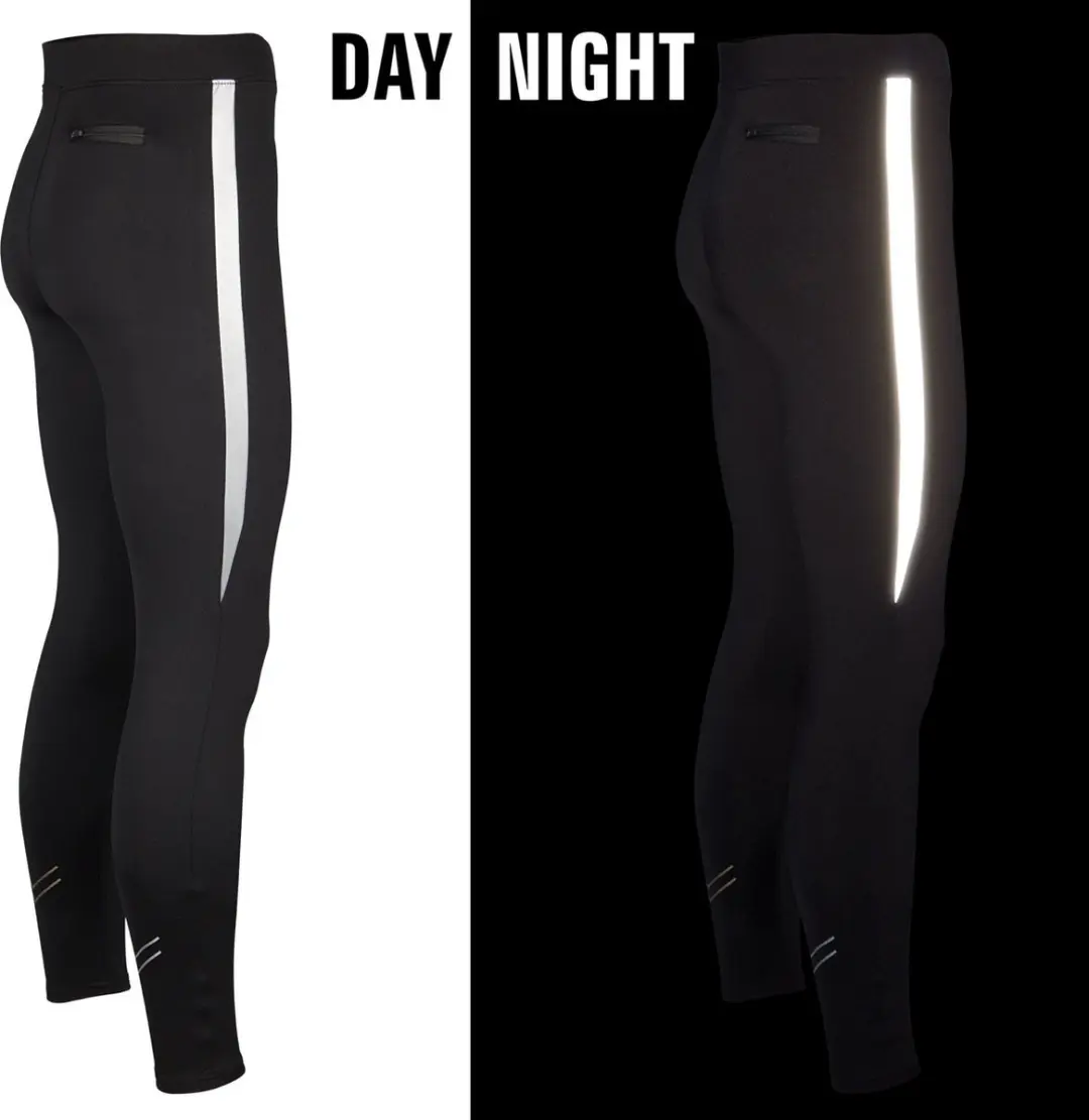 Avento Runningbroek Heren - Reflective Stripe Zwart/Zilver S