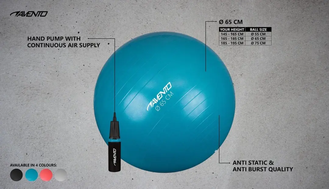 Avento Fitnessbal Ø65cm - Roze/Zwart - afbeelding 2 van 6