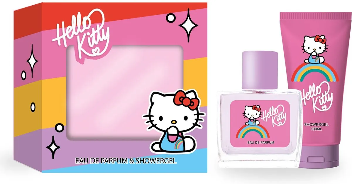 Hello Kitty Regenboog Douchegel & Parfum Set