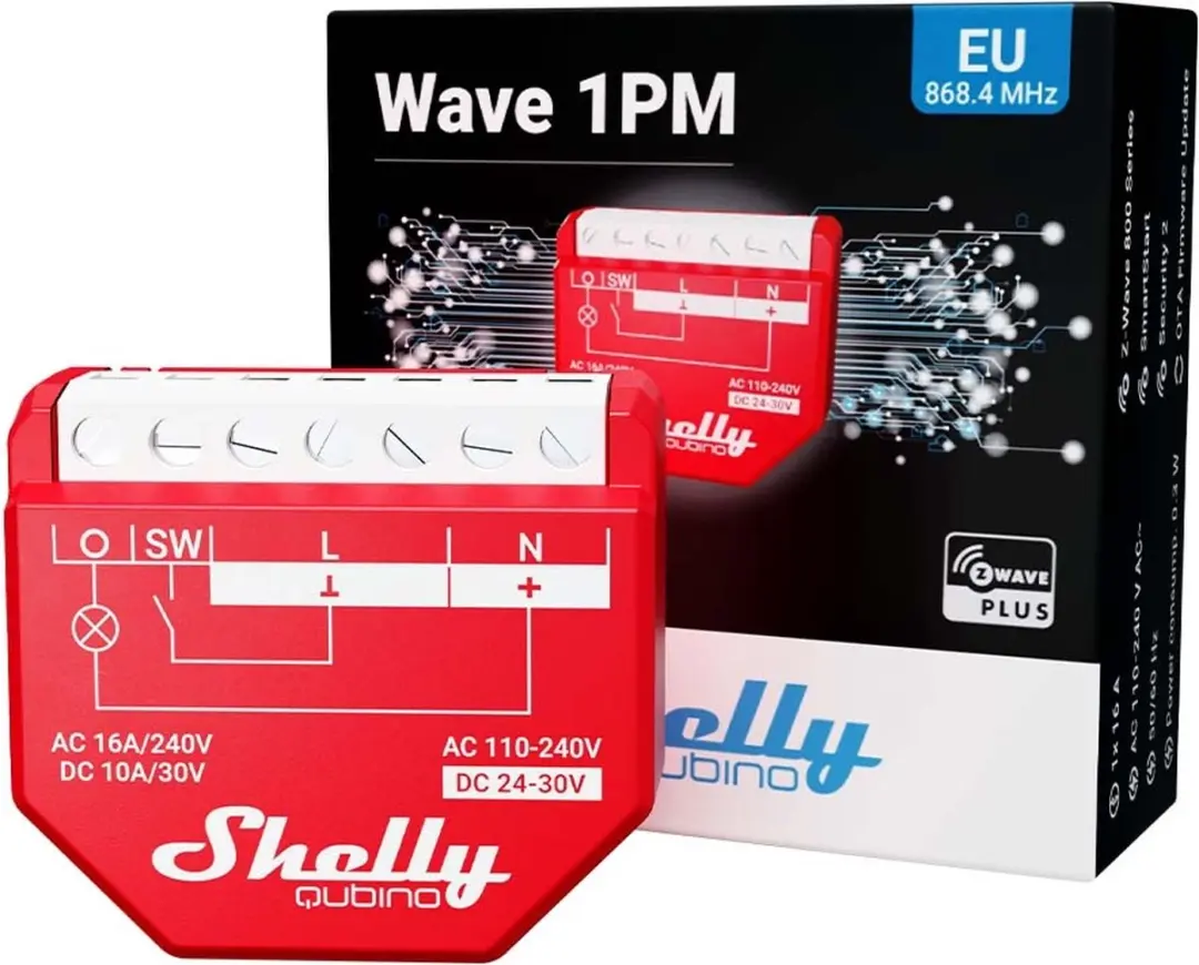 Shelly Qubino Wave 1PM Schakelactor - Z-Wave - Rood - afbeelding 6 van 6