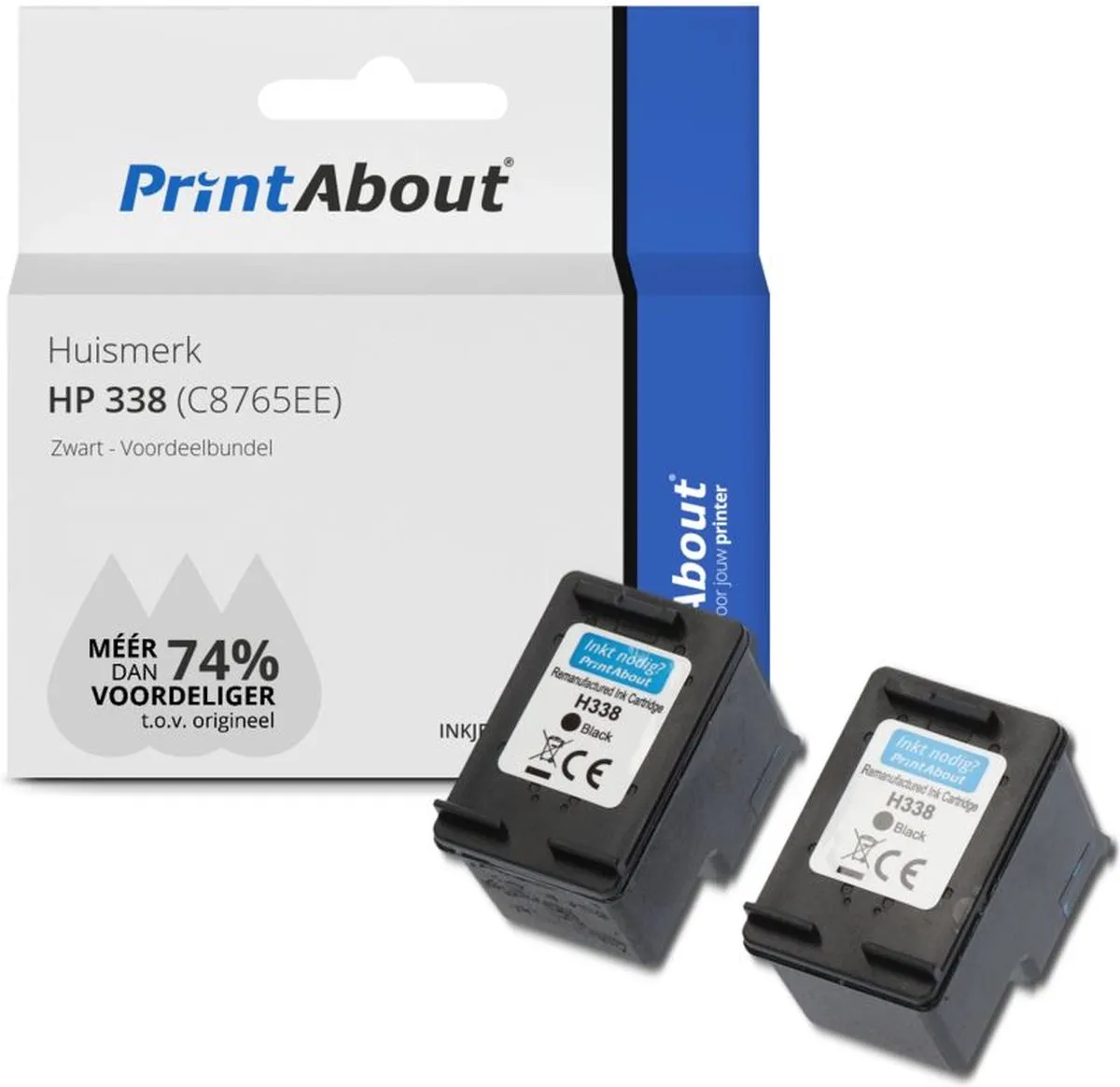 PrintAbout C8765EE-PA2 Inktcartridge Zwart - 2 Stuks