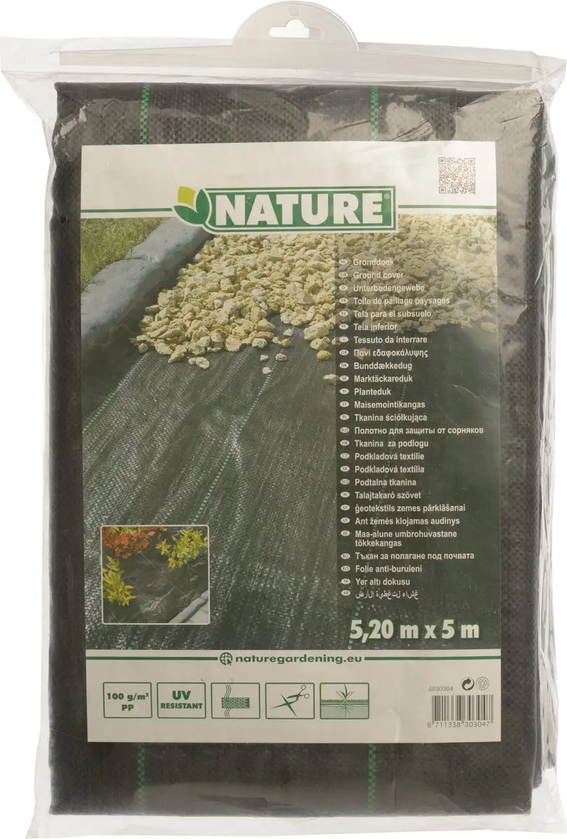 Nature Gronddoek 5,2x5m 100g/m² - Anti-worteldoek Zwart - afbeelding 3 van 5