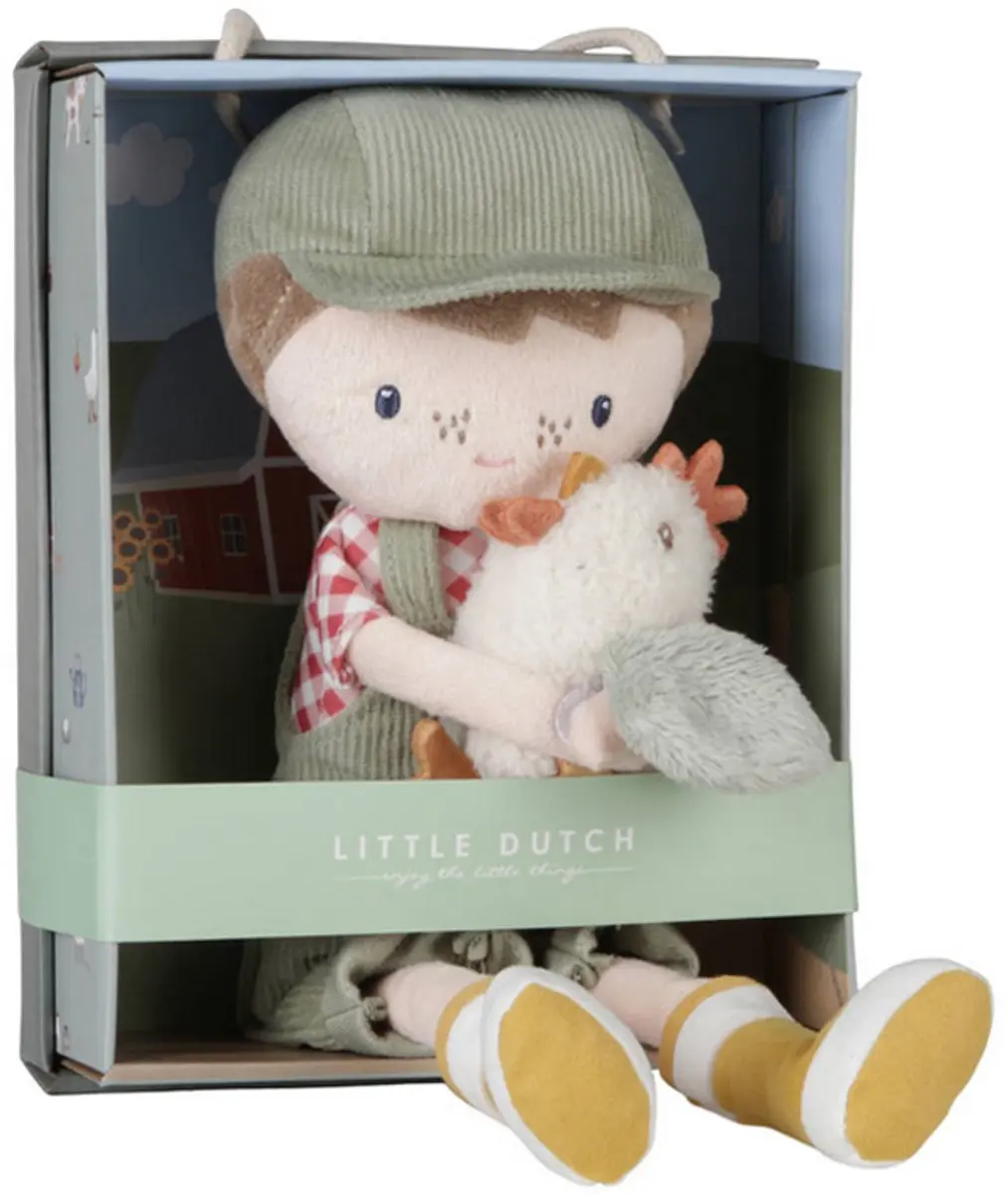 Little Dutch Knuffelpop Boer Jim met kip 35 cm - afbeelding 6 van 6