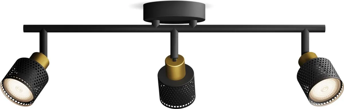 Philips Niall Opbouwspot 3x GU10 Warmwit - Zwart/Goud