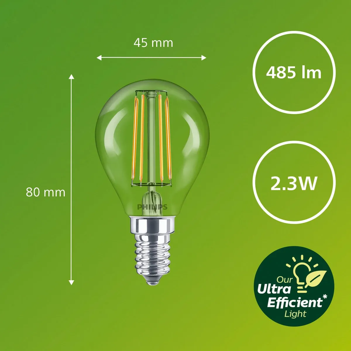 Philips Ultra Efficient LED Kogellamp 2.3W E14 - Koelwit 4000K