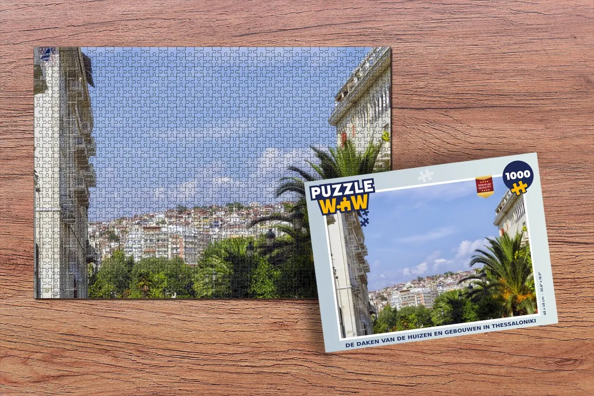 PuzzleWow Legpuzzel De daken van Thessaloniki 1000 Stuks - Multicolor