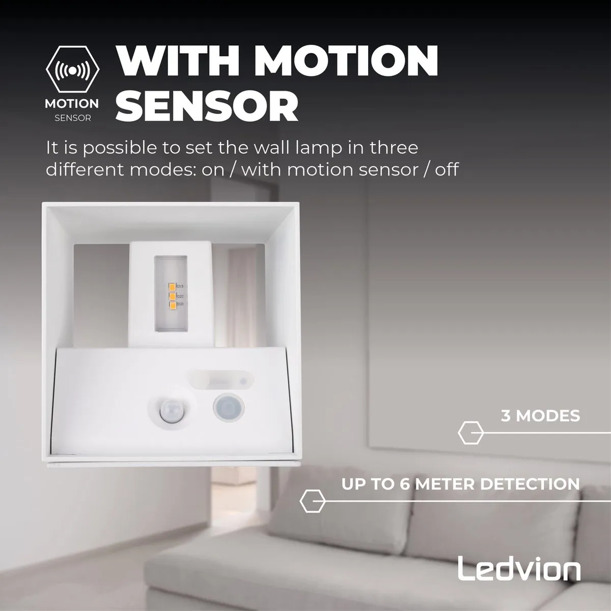 Ledvion USB Oplaadbare Wandlamp met Sensor 4400mAh - Warm Wit - afbeelding 6 van 6