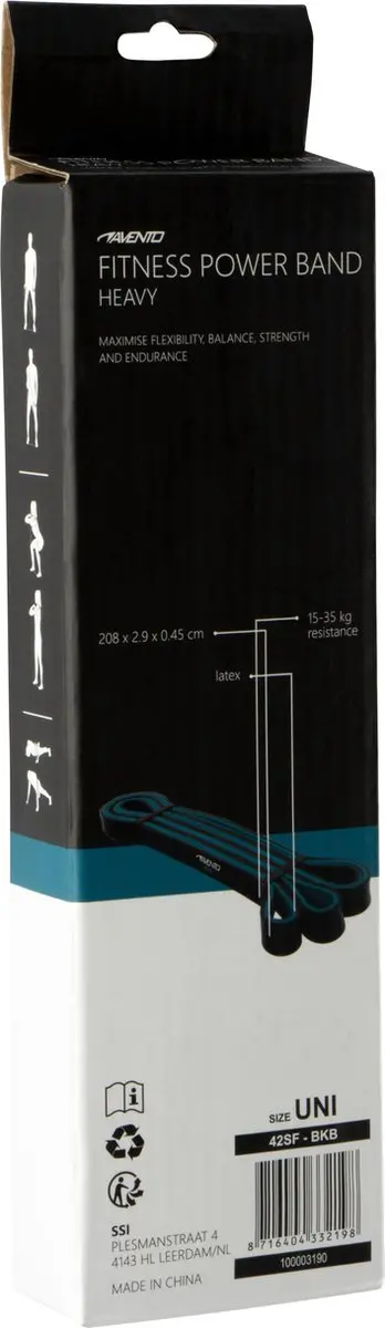 Avento Fitness Powerband Latex Heavy - Zwart/Blauw