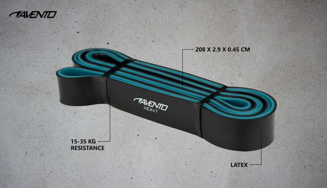 Avento Fitness Powerband Latex Heavy - Zwart/Blauw