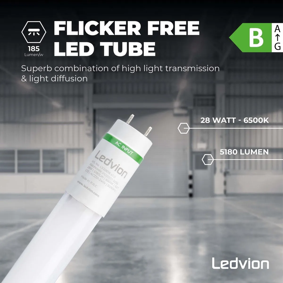 LEDVION 5x TL Buis 150cm 28W 6500K Koel Wit - 185lm/W