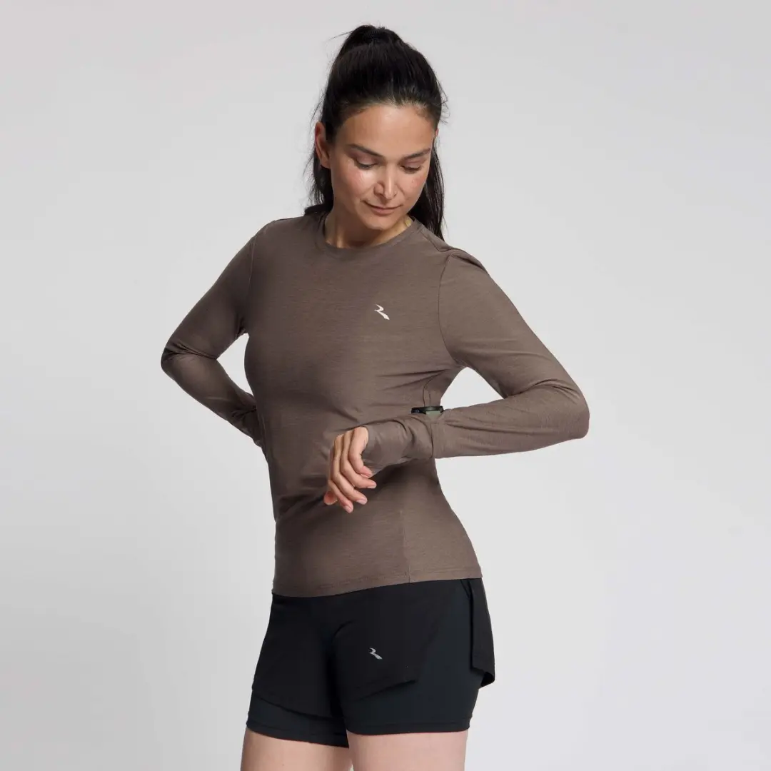 Rogelli Essential Dames Hardloopshirt Lange Mouw Mokka
