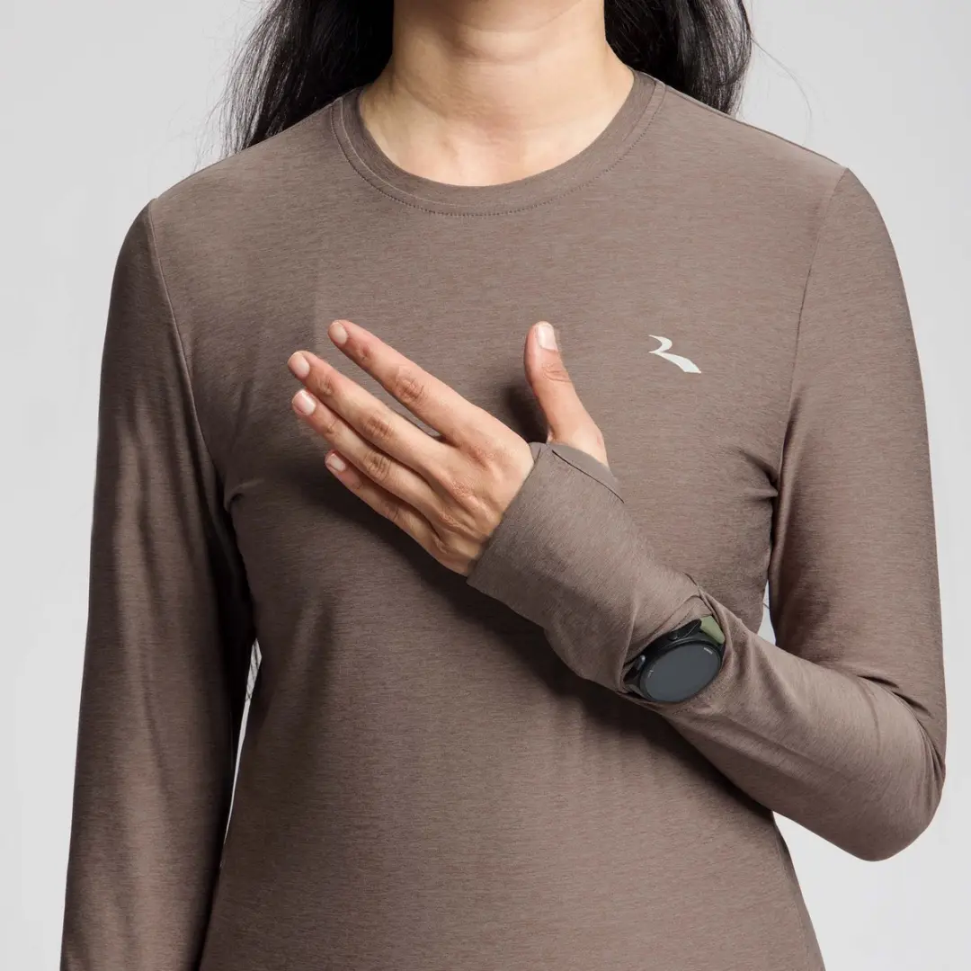 Rogelli Essential Dames Hardloopshirt Lange Mouw Mokka
