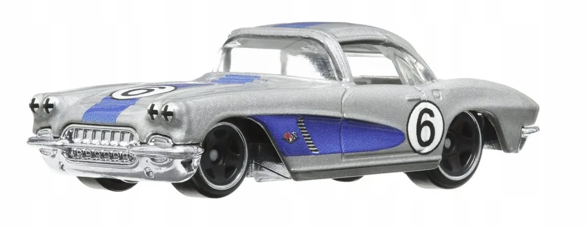 Hot Wheels 1962 Corvette HRV06 Vintage Racing Club - Blauw/Zilver - afbeelding 3 van 5