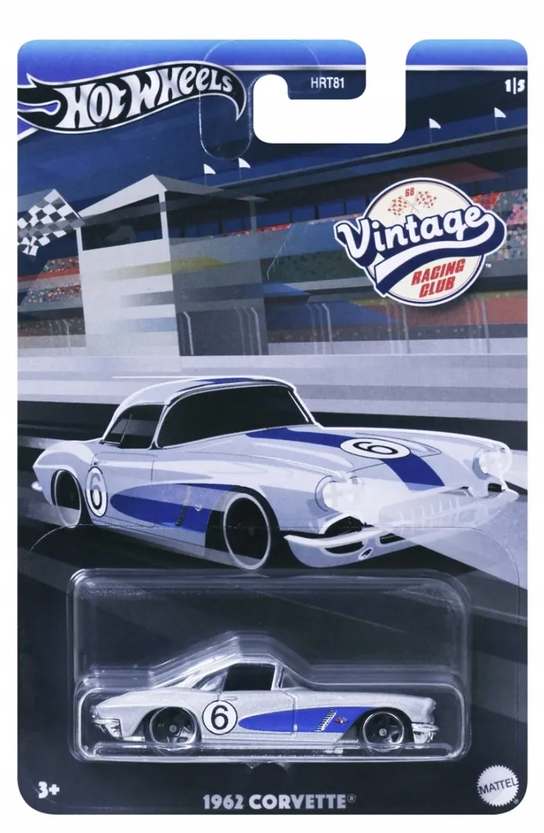 Hot Wheels 1962 Corvette HRV06 Vintage Racing Club - Blauw/Zilver - afbeelding 2 van 5