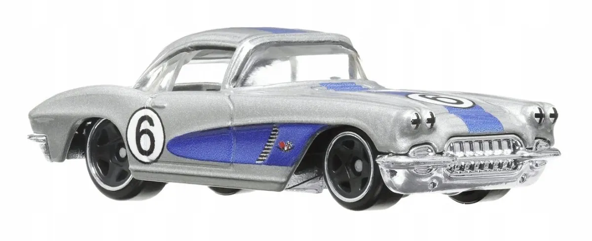 Hot Wheels 1962 Corvette HRV06 Vintage Racing Club - Blauw/Zilver - afbeelding 4 van 5