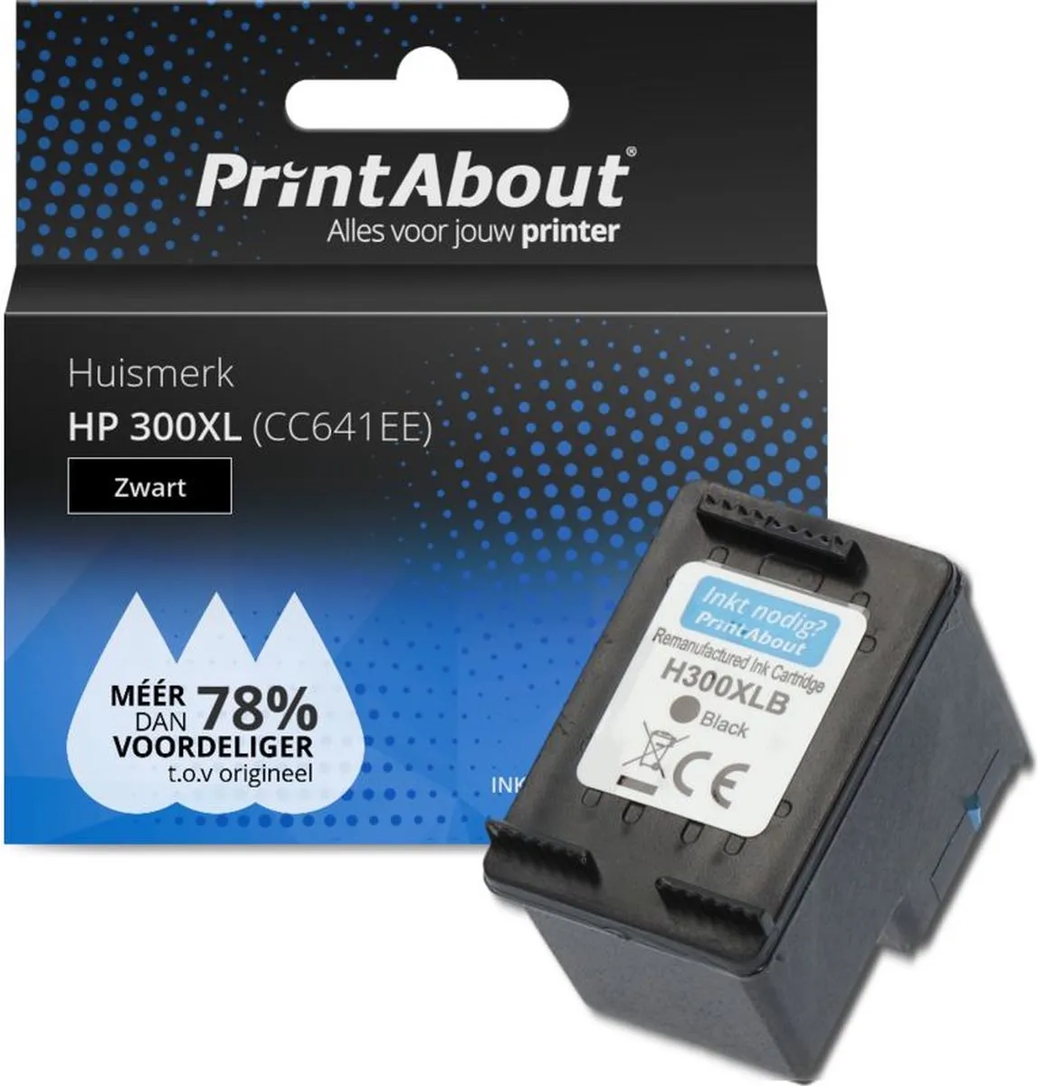 PrintAbout Inktcartridge CC641EE Zwart