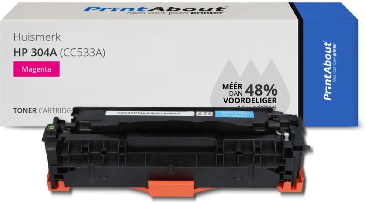 PrintAbout HP 304A CC533A Toner Magenta - 13.600 pagina's