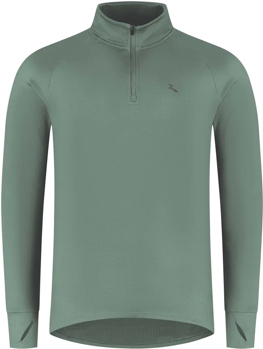 Rogelli Essential Heren Hardloopshirt Lange Mouw - Rits - Lichtgroen - afbeelding 2 van 6