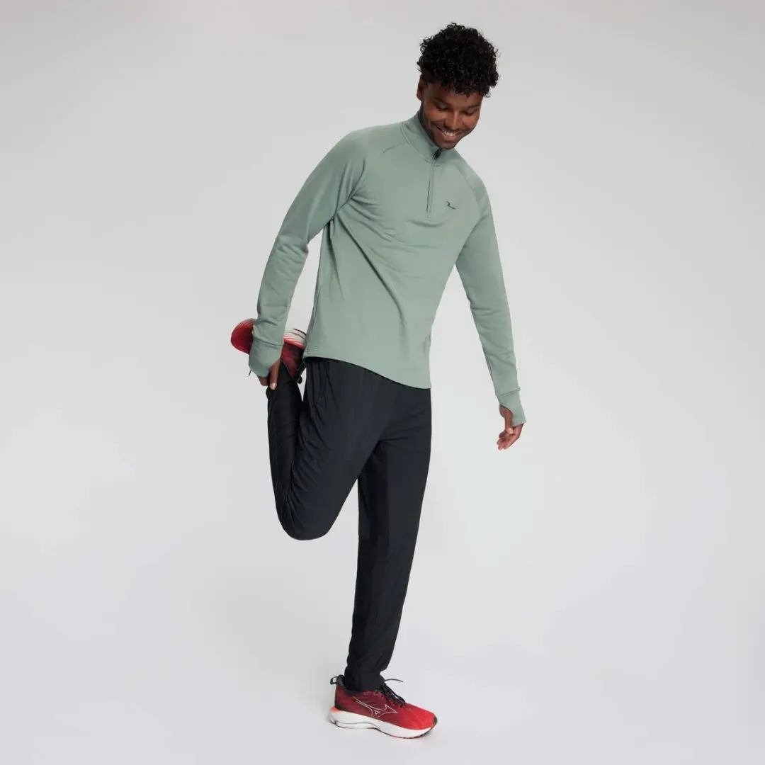 Rogelli Essential Heren Hardloopshirt Lange Mouw - Rits - Lichtgroen - afbeelding 5 van 6