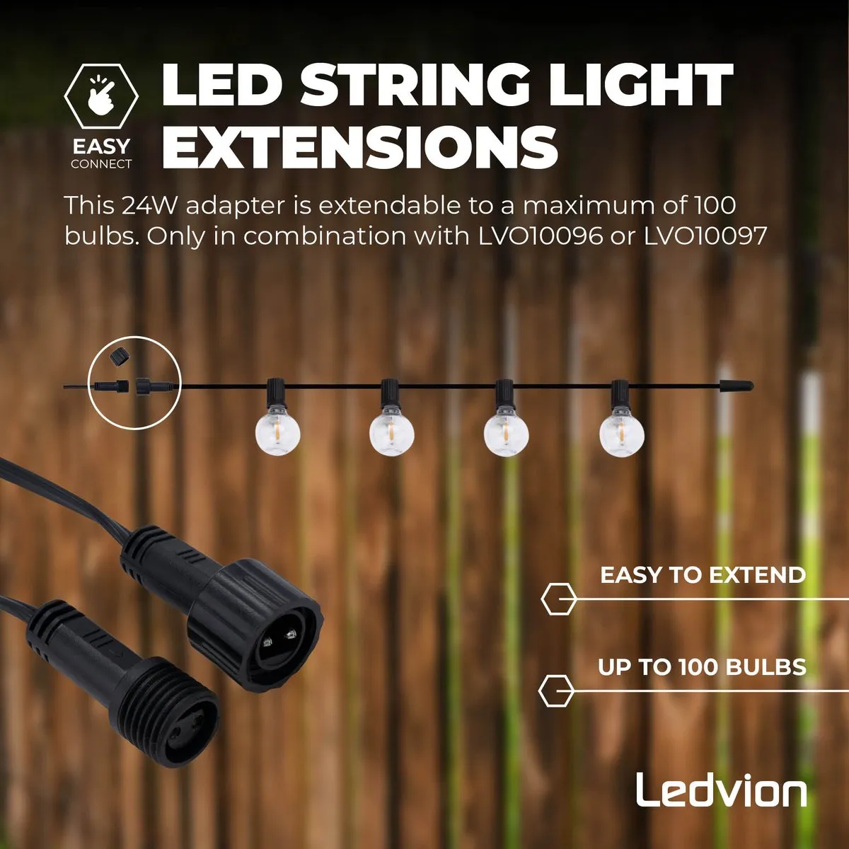 LEDVION Lichtsnoer 45m - 75x E12 LED 22.5W 2200K IP54