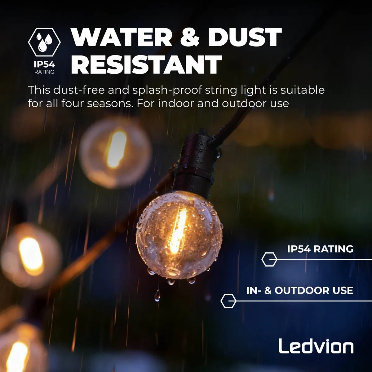 LEDVION Lichtsnoer 45m - 75x E12 LED 22.5W 2200K IP54