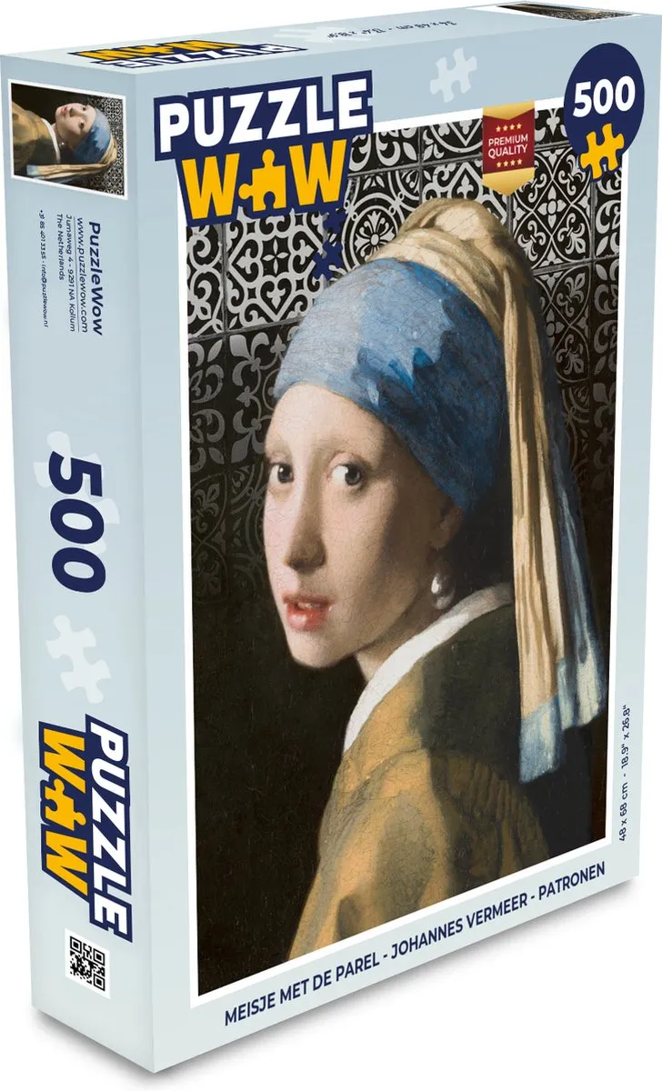 PuzzleWow Meisje met de parel Legpuzzel 500 Stuks - Multicolor