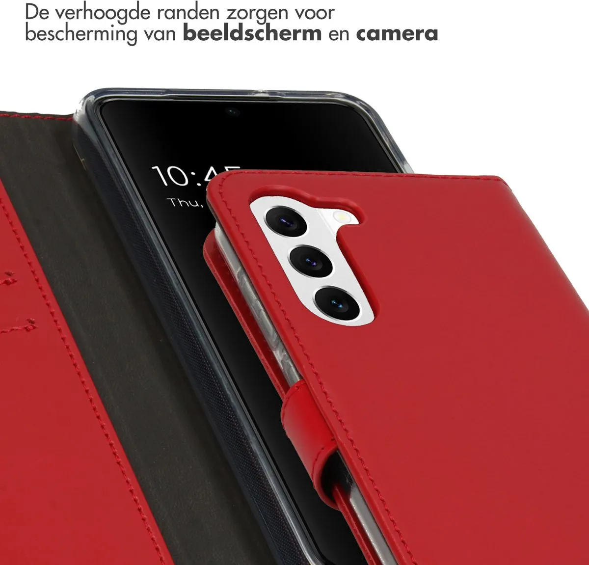 Selencia Hoesje Samsung Galaxy S23 - Echt Lederen Bookcase Rood