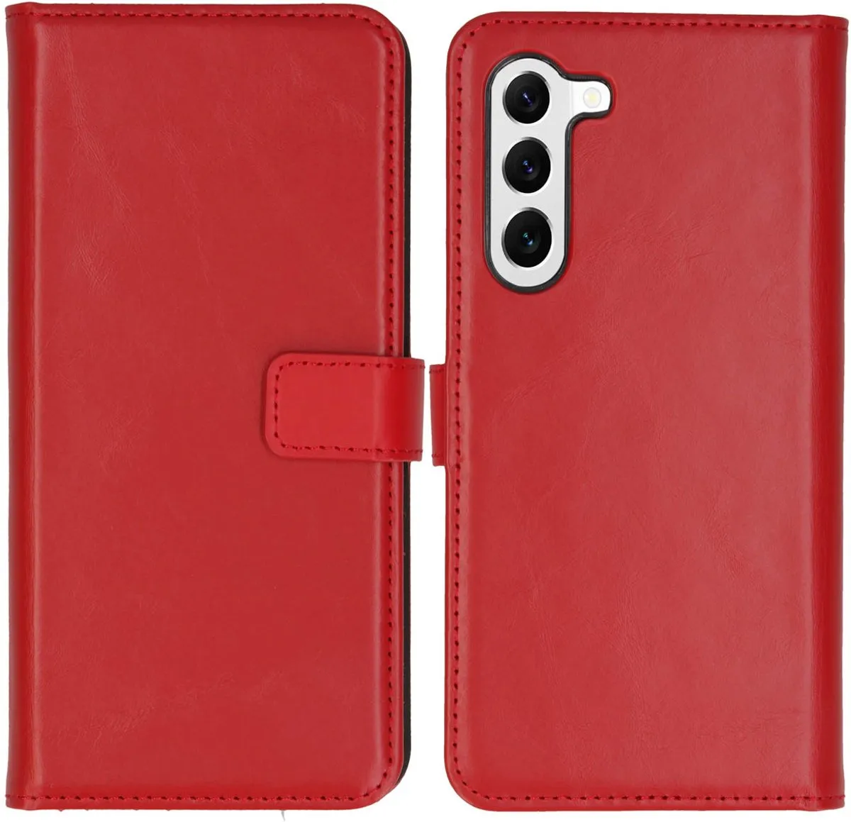 Selencia Hoesje Samsung Galaxy S23 - Echt Lederen Bookcase Rood