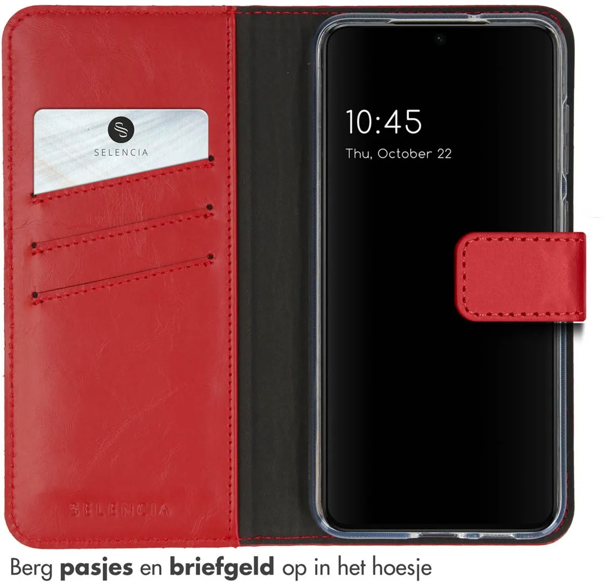 Selencia Hoesje Samsung Galaxy S23 - Echt Lederen Bookcase Rood