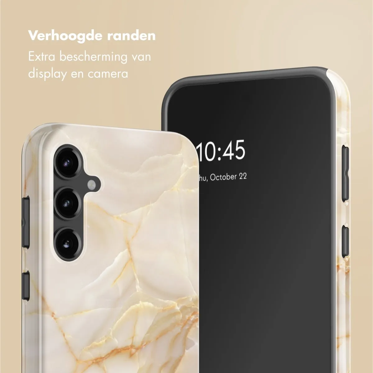 Selencia Hoesje Samsung Galaxy S23 FE - Golden Beige Marble