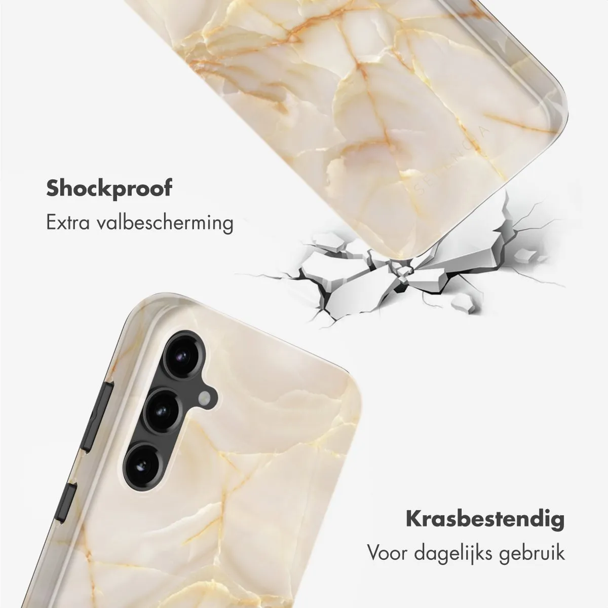 Selencia Hoesje Samsung Galaxy S23 FE - Golden Beige Marble