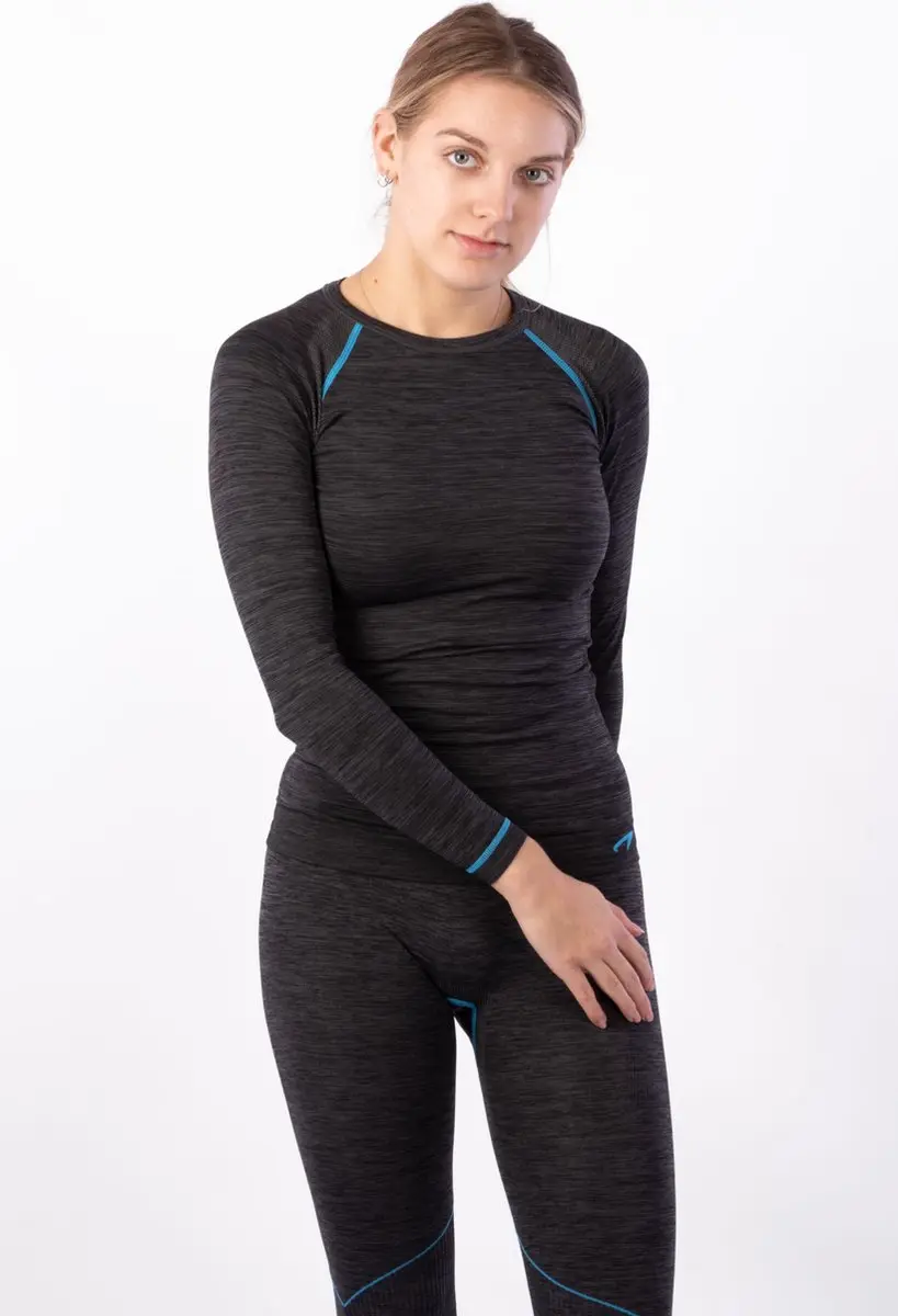Avento Thermoshirt Superior Vrouwen - Zwart/Aqua Maat 42