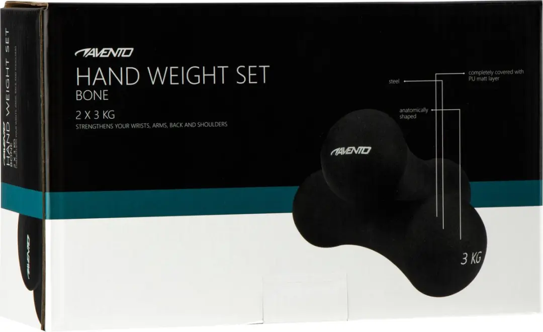 Avento Handgewicht Set Bone 2x 3kg - Zwart