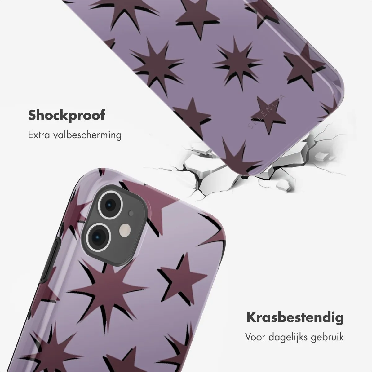 Selencia Hoesje iPhone 11 Stars Plum Lilac