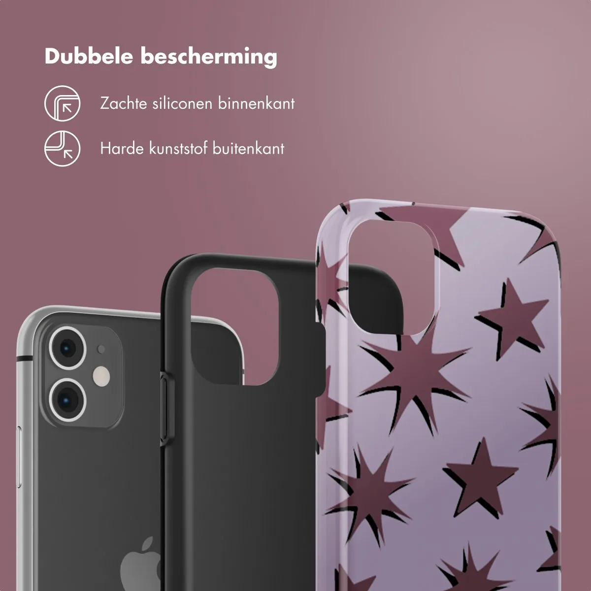 Selencia Hoesje iPhone 11 Stars Plum Lilac