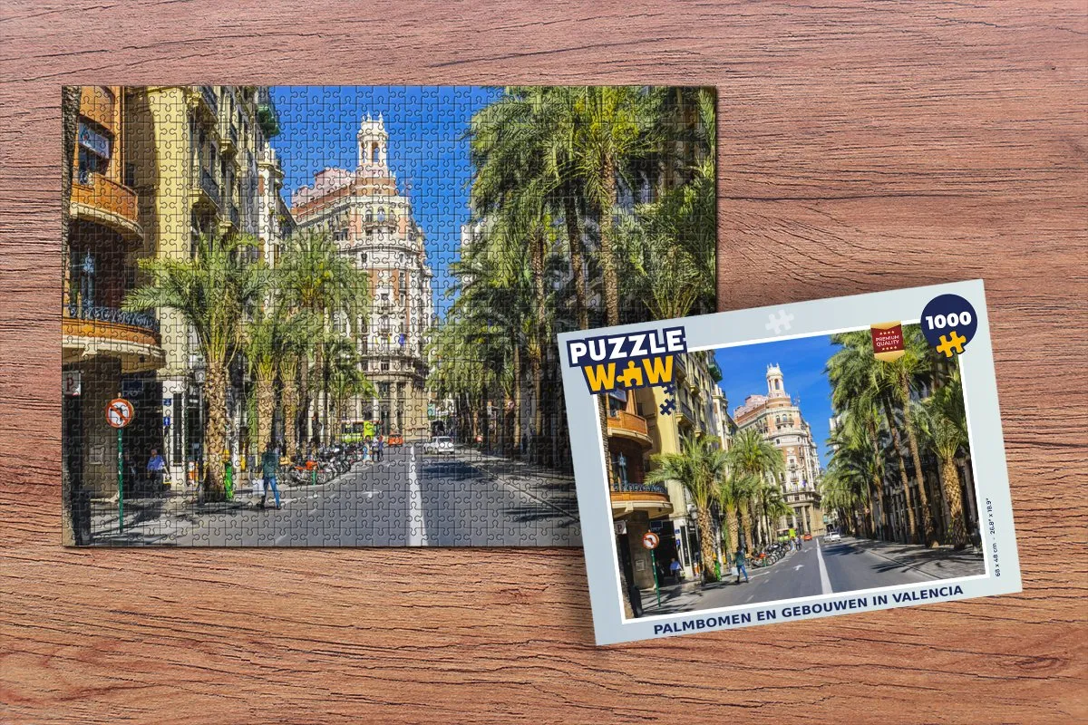 PuzzleWow Palmboom Valencia Legpuzzel 1000 Stuks - Multicolor